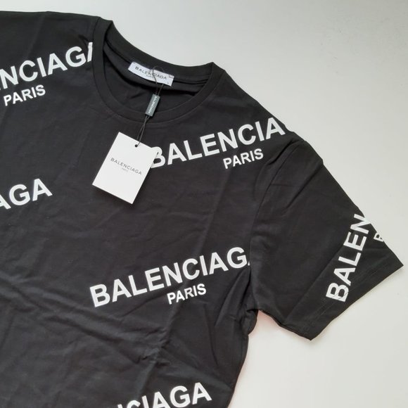 BALENCIAGA PARIS black cotton basic tee